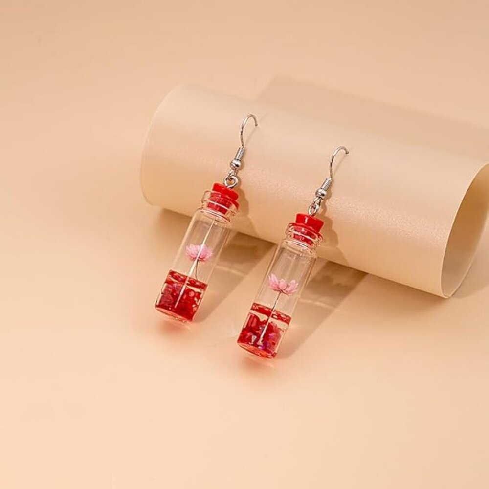 Fun Bottle Flower Drop Earrings - image 1